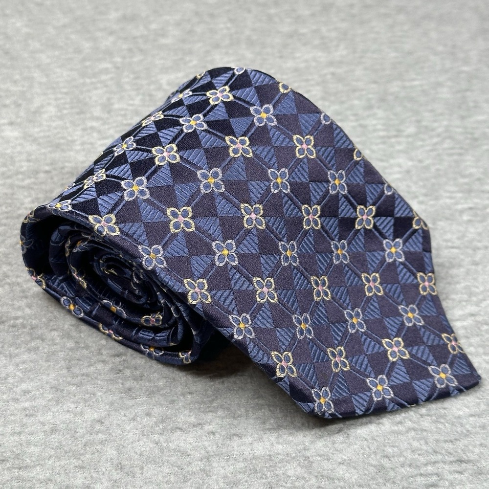 Jos A Bank‎ Signature 100% Silk Floral/Geometric Tie Italy Made Elegant Neckwear